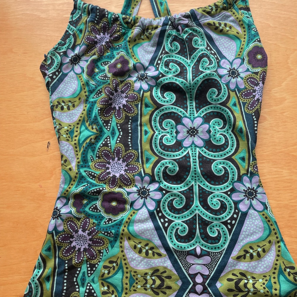 Prana Tank top with Green and Purple Floral Design - Picture 3 of 7